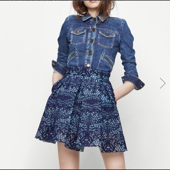 Maje Dresses & Skirts - Maje Blue Skirt: JUPE COURTE EN GUIPURE